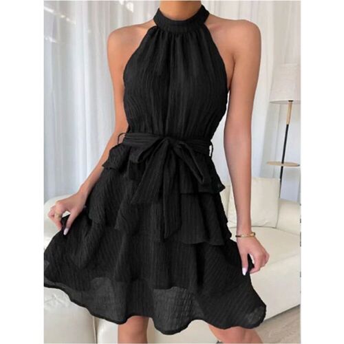 Stylish Sleeveless Off Shoulder Multi-Layered Ruffle Edge