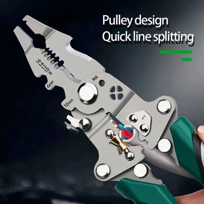 Foldable wire stripper, pulley design multi-function electri