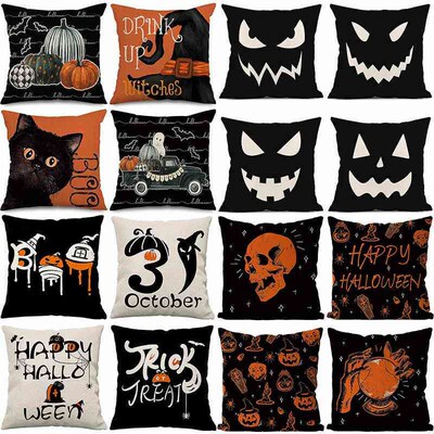 Halloween pillowcase home decoration linen cushion cover垫套