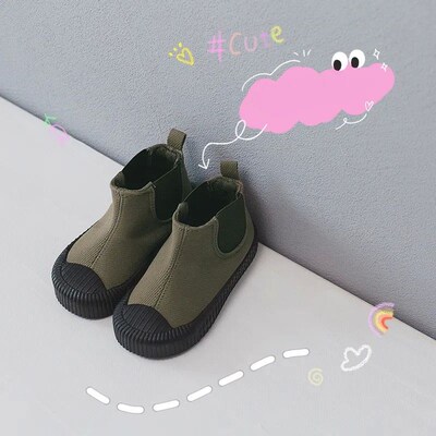 Children high-top canvas shoes baby with cotton warm soft bo