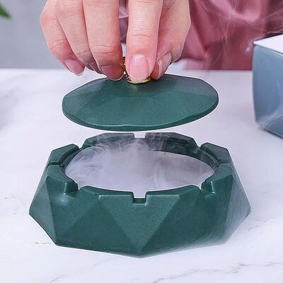 Round Stainless Steel Ashtray Windproof Ashtrays with Rotati