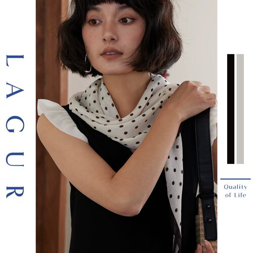 Lagur赫本黑白波点系脖披肩丝巾