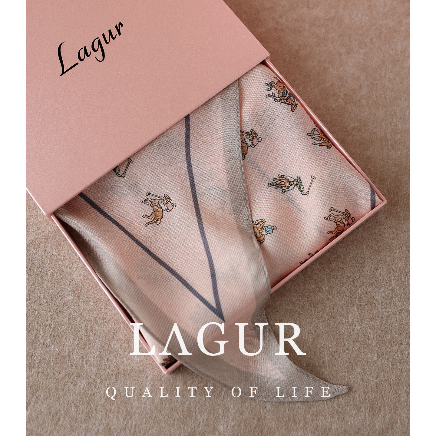 Lagur真丝羊毛菱形三角巾高级感图片