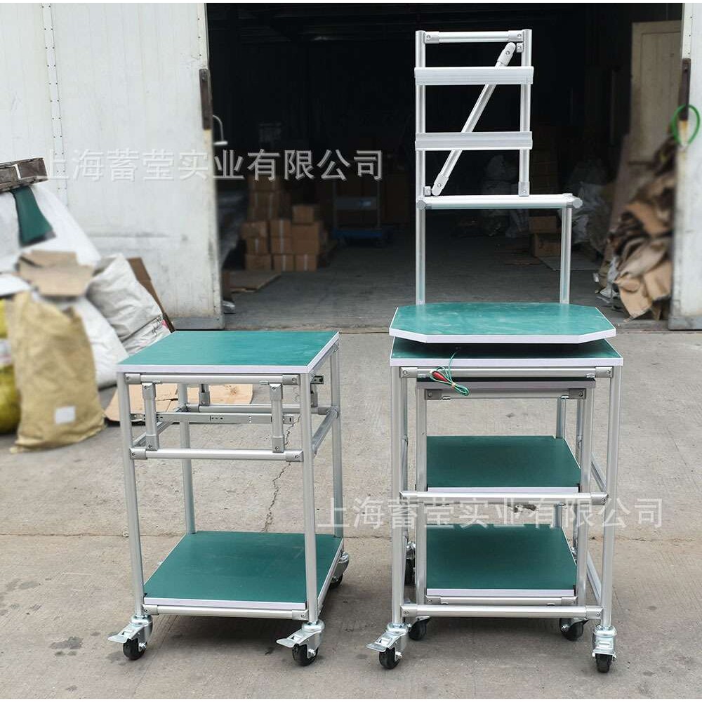 厂家供应第三代铝合金线棒精益管防静电显示器推车不锈钢推车