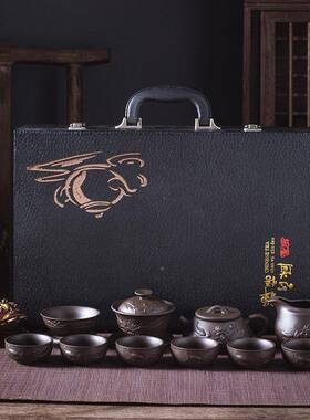 原矿紫砂功夫茶具套装家紫用泡茶壶茶务杯中秋商礼品88416l砂ogo