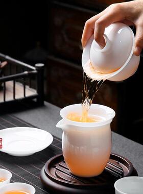 冰种烫玉瓷盖茶24358具套装高档德化白瓷功夫茶具一整碗套用防可