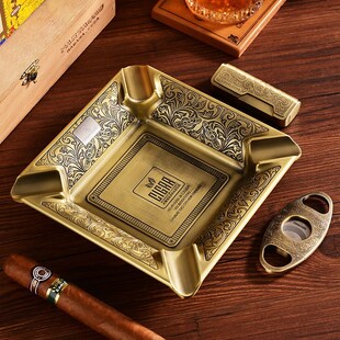 阿图罗富恩特雪茄烟灰缸大口径雕刻多口烟槽铜金属灭烟器三件