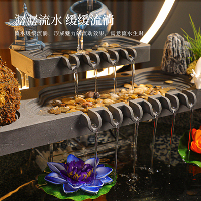荷花大缸造景循环流水摆件庭院上半部装饰乔迁新居创意中式摆件