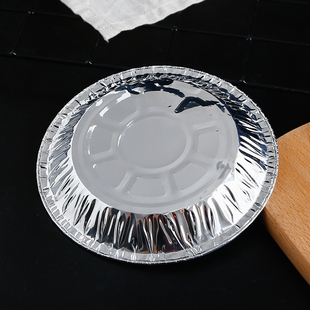 一次性锡纸盘圆形烤箱专用烘焙锡纸盘商用披萨铁板烧烤铝箔托盘大