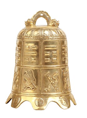 镇屋化五黄二黑黄铜八仙法器钟摆件八宝铜铃铛挂件平安家居门饰