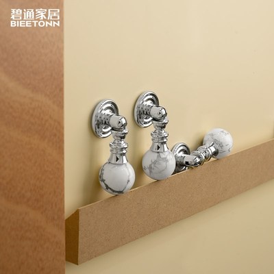 碧通法式吊坠橱柜拉手银色单孔黄铜柜门把手白松中古卧室衣柜拉手