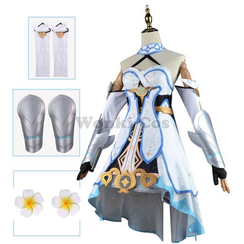 Kostum Cosplay Genshin Impact Lumine pakaian permainan Wig g