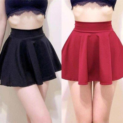 Sexy Girls Mini Skirts Women High Waist Pleated Skirt Elasti