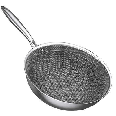 Thickened Stainls Steel Wok Honeycomb Non-stick Pan Ls Fume