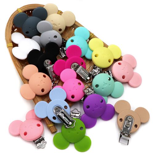 BOBO.BOX 3Pcs Silicone Mickey Pacifier Clips Food Grade Sili