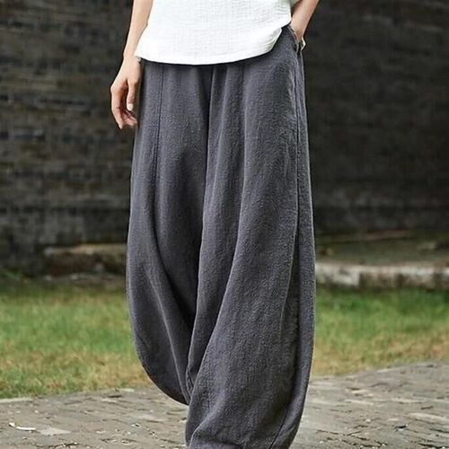 Japanese Large Size 2025 tton Linen Loose Casual Bloomers Fo