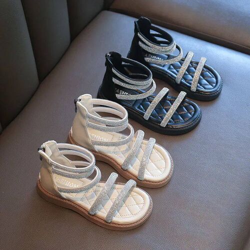 Summer Childrens Girls Gladiator Sandals Rhinestone Crysta