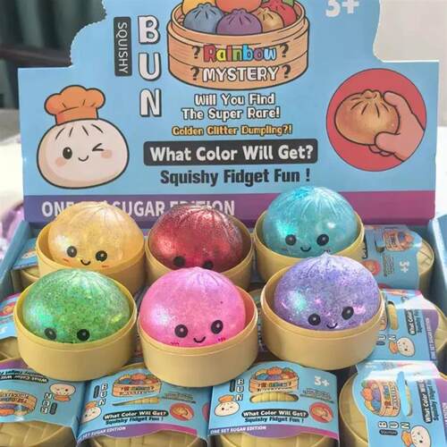 Glitter Dumpling Squishy with Box Dumplings Sensory Steamer