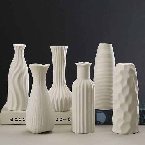 White Ceramic Vase Home Decor table decorative flower pot