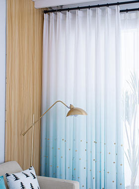 窗帘白色纱帘窗纱透光不透人2020年新款客厅卧室飘窗帘层一体带