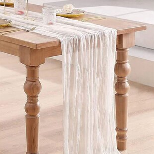 Semi-Sheer Gauze Table Runner Burlap Cheesecloth Table Setti