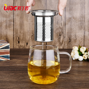 紫丁香耐高温无铅玻璃杯办公泡茶杯水杯不锈钢过滤网花茶杯泡茶器