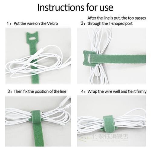 50pcs T-type Velcro Cable Tie Wire Reusable Cord Organizer W