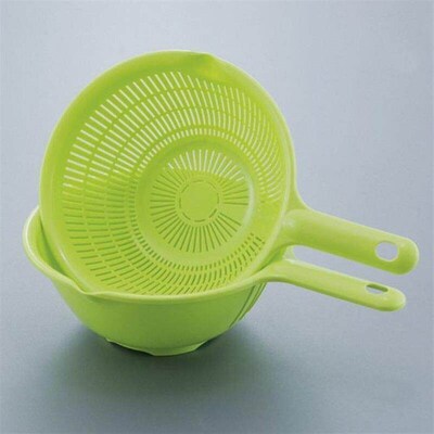 plastic long handle rice colander strainer filter green