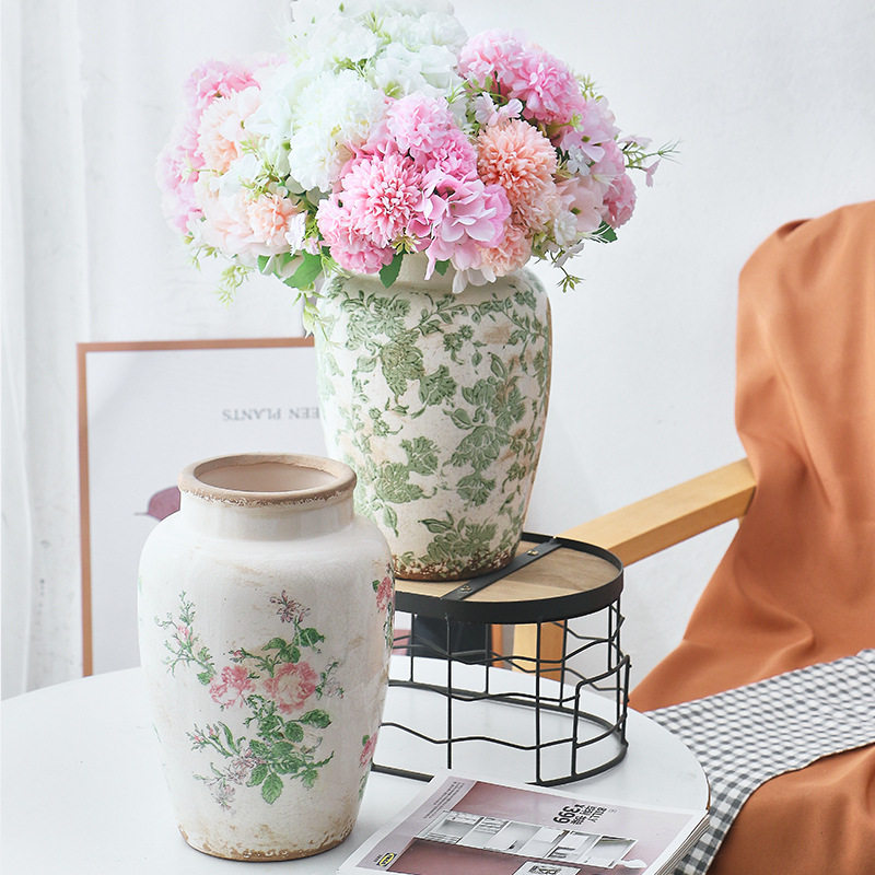 复古青花绿植冰裂烧花陶罐花瓶/鲜花器花插陶釉中式古典软装,家居饰品,花瓶,淘宝优惠券,粉丝福利购,淘宝优惠卷