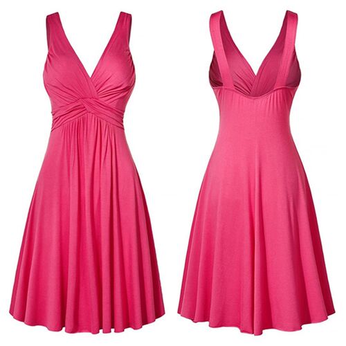 Plus Size Sling Pleated Slim Flare Skirt Dresses Women