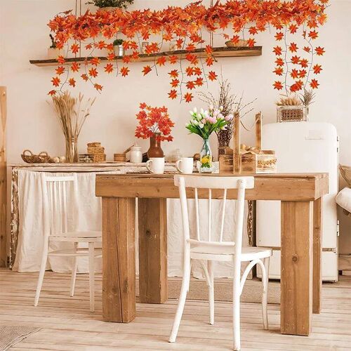 7/12/24M Fake Fall Maple Leaf Garland - Silk Artificial