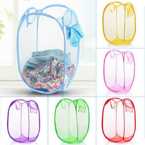 Foldable Laundry Baskets Pop Up Easy Open Mesh Laundry Cloth
