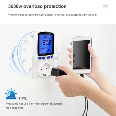 Digital LCD Wattmeter 220V 110V AC Power Meter Backlight Ele