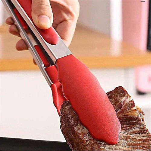 9 Inch Barbecue Clip Stainless Steel Silicone Food Clip