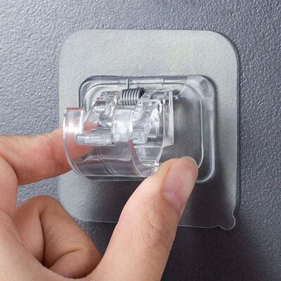 Self Adhesive Hooks Punch-free Curtain Rod Clip Hook Shower