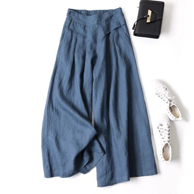 [in Stock] tton And Linen Wide Leg Pants Skirt Pants Womens