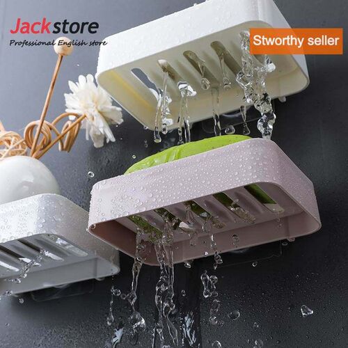 2pcs soap holder shelf box stick to wall draining toilet