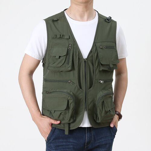 Vest Mens Fishing Mesh Multi-pocket Thin Vest Outdoor Leisu