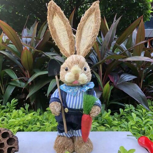1/2Pcs Easter Cute Straw Bunny Decorations Rustic Home Decor