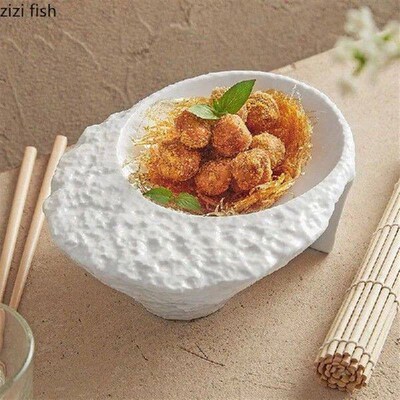 Rock-grained Ceramic Soup Bowl Dinner Plate Fruit Plate