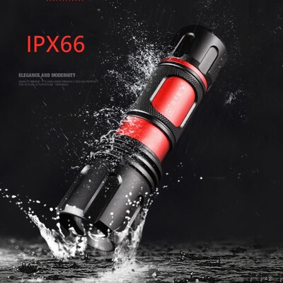 IPX66 strong light flashlight rotating zoom rechargeable sup