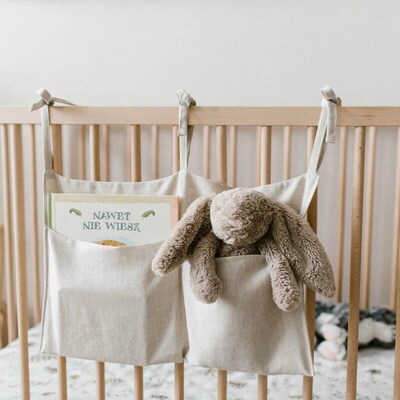 Baby Bed Hanging Storage Bags Cotton Newborn Crib Organizer