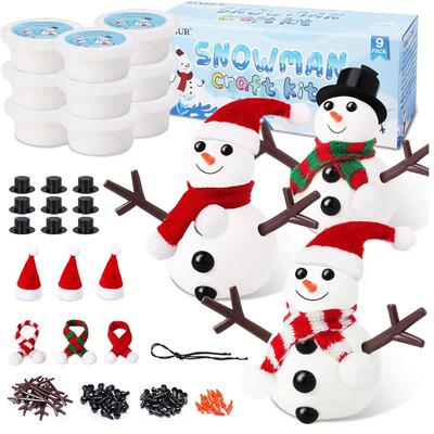 9 Pack Build a Snowman Kit DIY Kit Crafts for Kids Xmas Gift