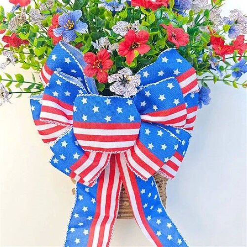 Patriotic Day Flower Basket Decoration For Front Door