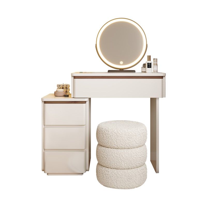 实木烤漆梳妆台卧室现代简约小户型60cm奶油风化妆桌收纳柜一体,住宅家具,梳妆台/桌,淘宝优惠券,粉丝福利购,淘宝优惠卷