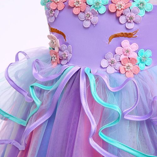 Kids Unicorn Dress for Girls Flower Appliques Dresses Childr
