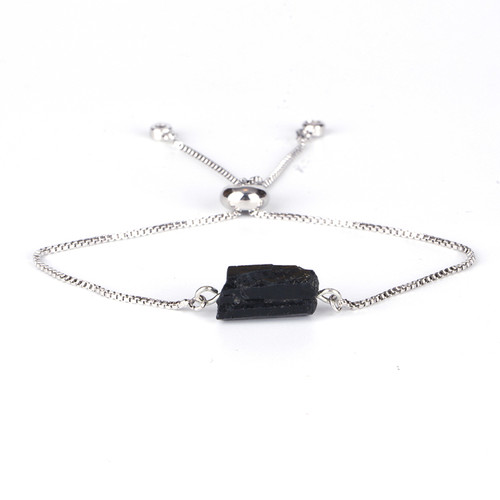 Natutal Raw Rough Black Tourmaline Beads 6mm Round Hematite