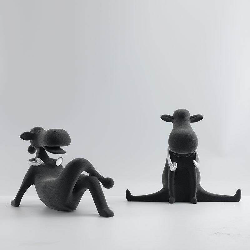 现代简约音乐植绒小毛驴摆件北欧样板房间办公间软装饰品玄关摆设
