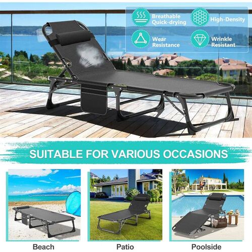 3-in-1 Patio Lounge Chair, Folding Heavy Duty Chaise with 50