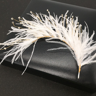 Artificial Feather Hairband Tiaras For Women Crystal Bead He